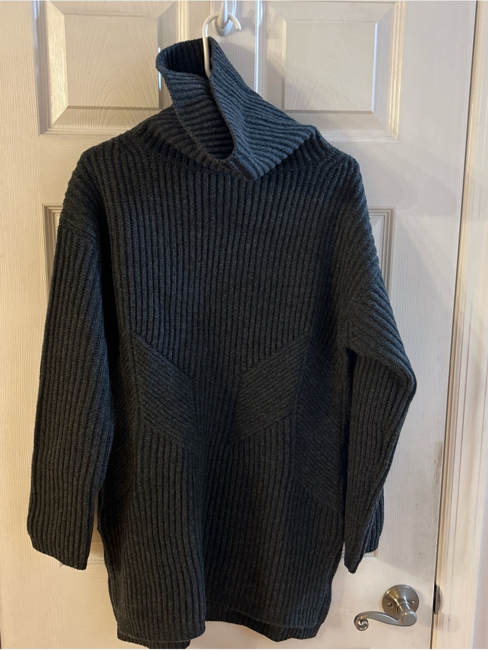 Thakoon Charcoal Ribbed Turtleneck Sweater Dress